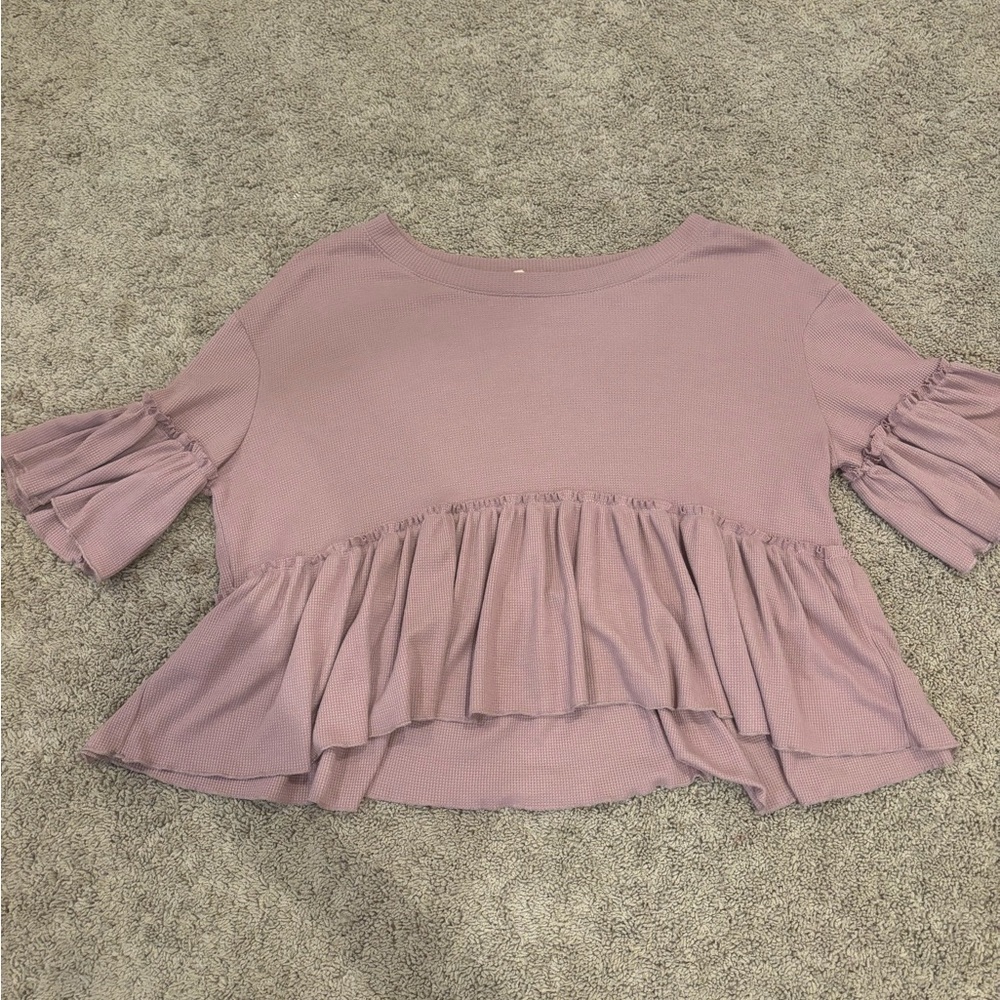 Altar'd State Dusty Pink Ruffle Blouse
